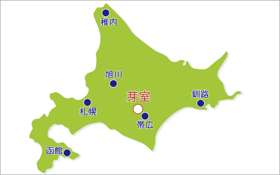 北海道地図を基に芽室町の位置を示した地図